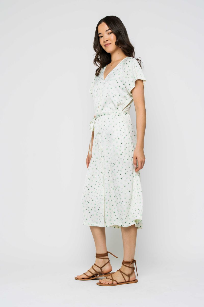 Melanie-Button Front Midi Dress