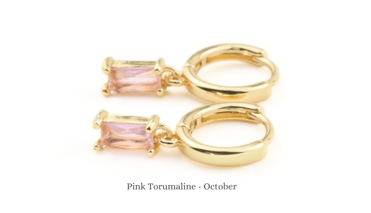 Baguette Birthstone Hoops