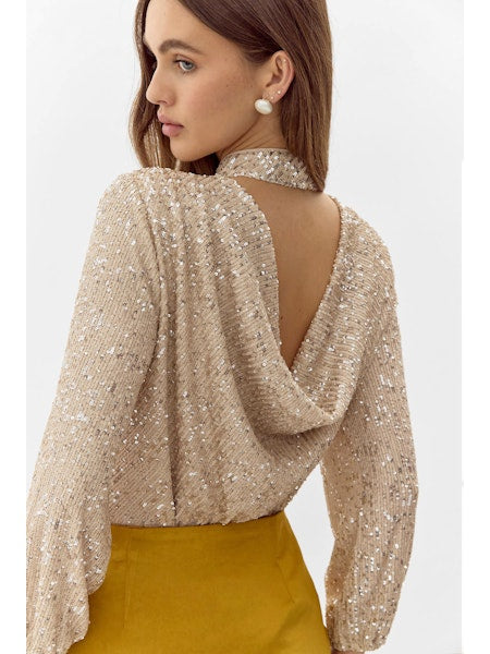 Cara High Neck Sequin Blouse