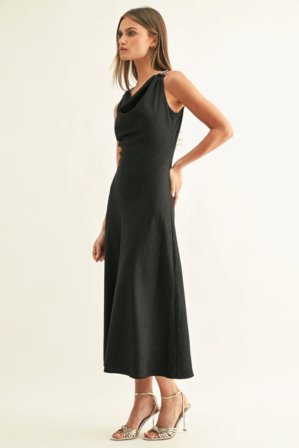 Makenna Beaded Cowl Neck Dress