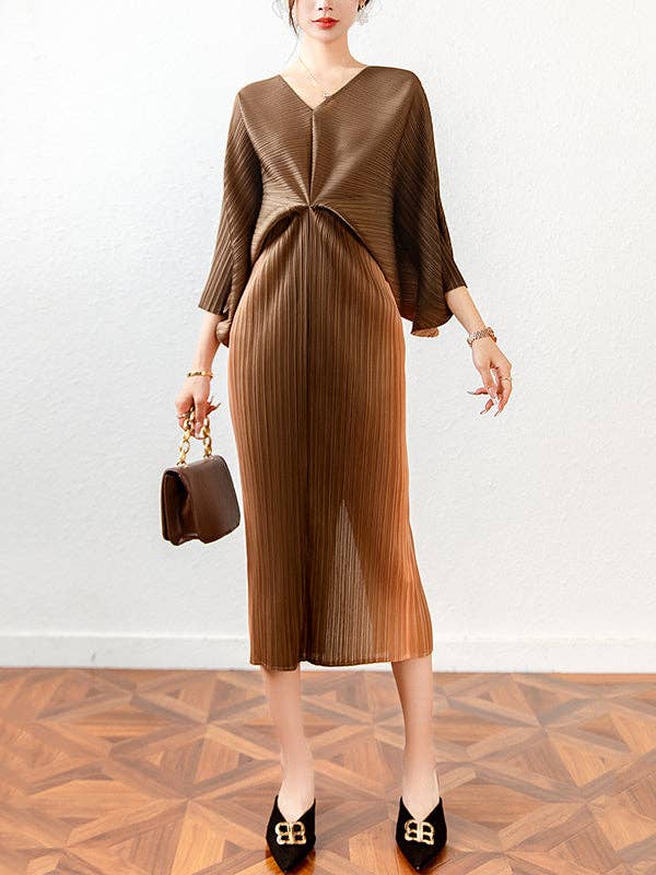 Batwing Pleated Dress