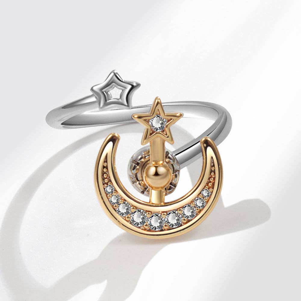 Moon Star Fidget Spinner Ring