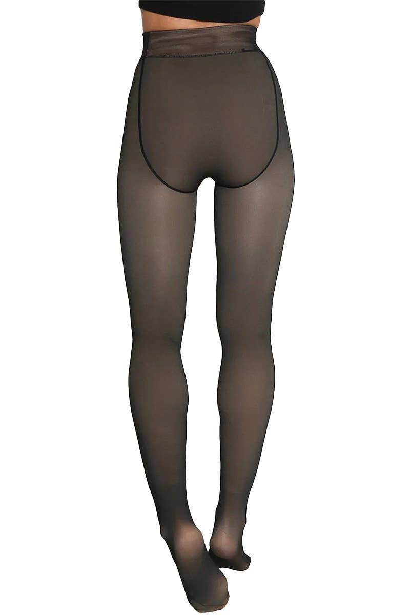 Fake Sheer Fleece Lined Tights