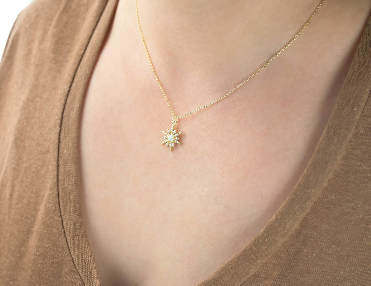 Opal Star Burst Necklace