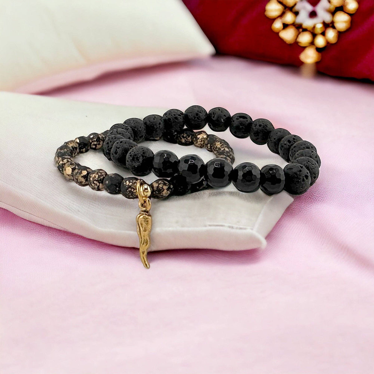 Tina Italian Horn Crystal Beaded Bracelet