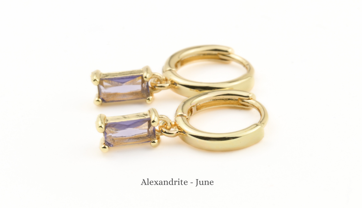 Baguette Birthstone Hoops