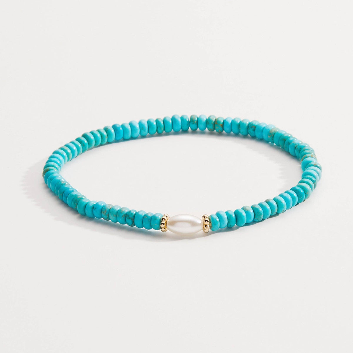 Turquoise and Pearl Stretch Bracelet