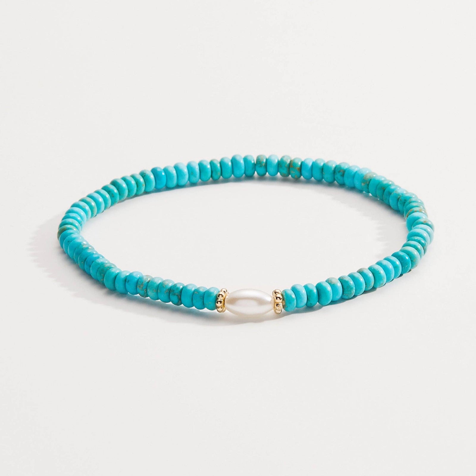 Turquoise and Pearl Stretch Bracelet