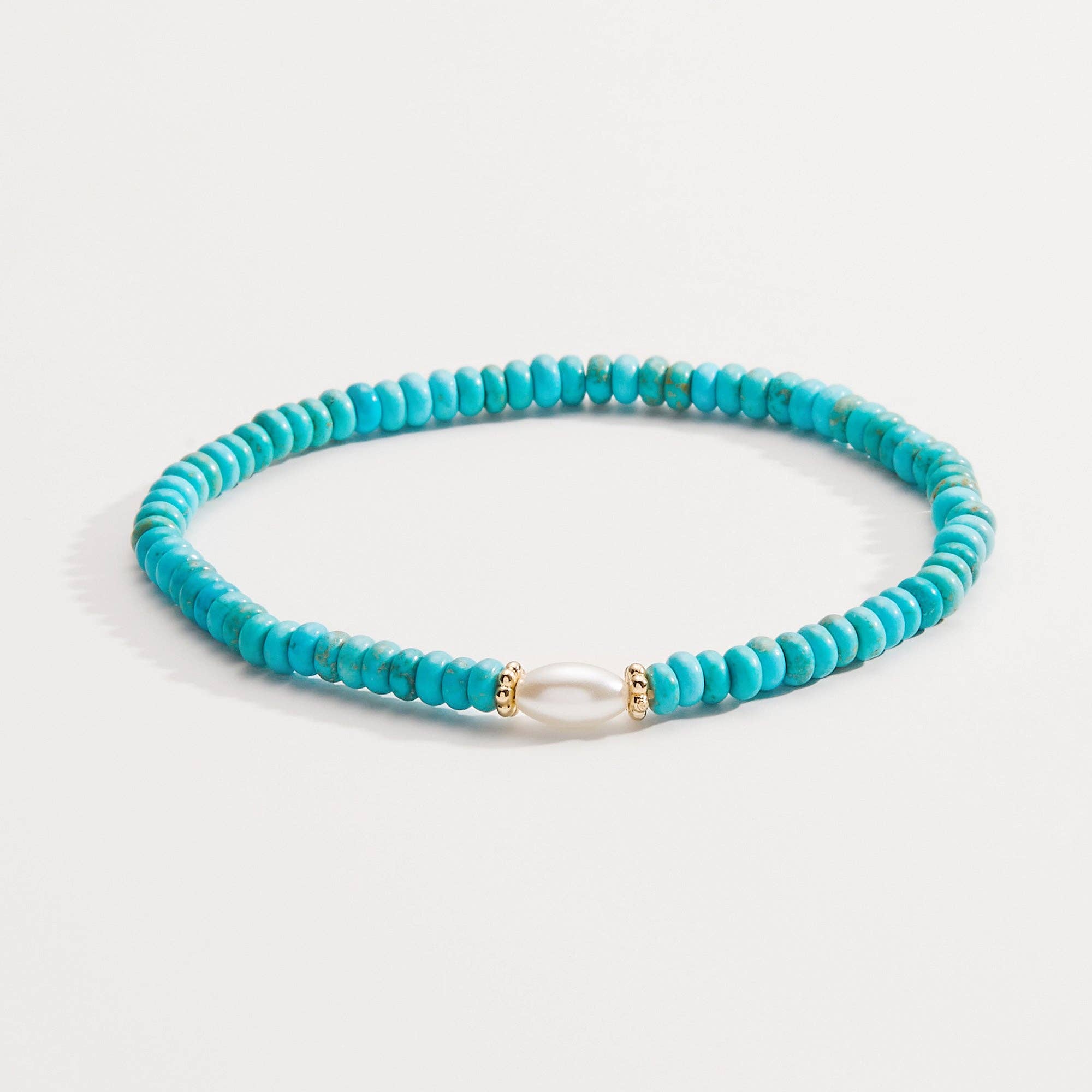 Turquoise and Pearl Stretch Bracelet