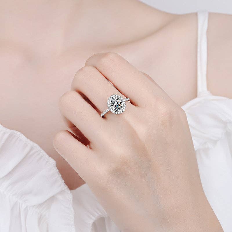 Oval Moissanite Halo Ring