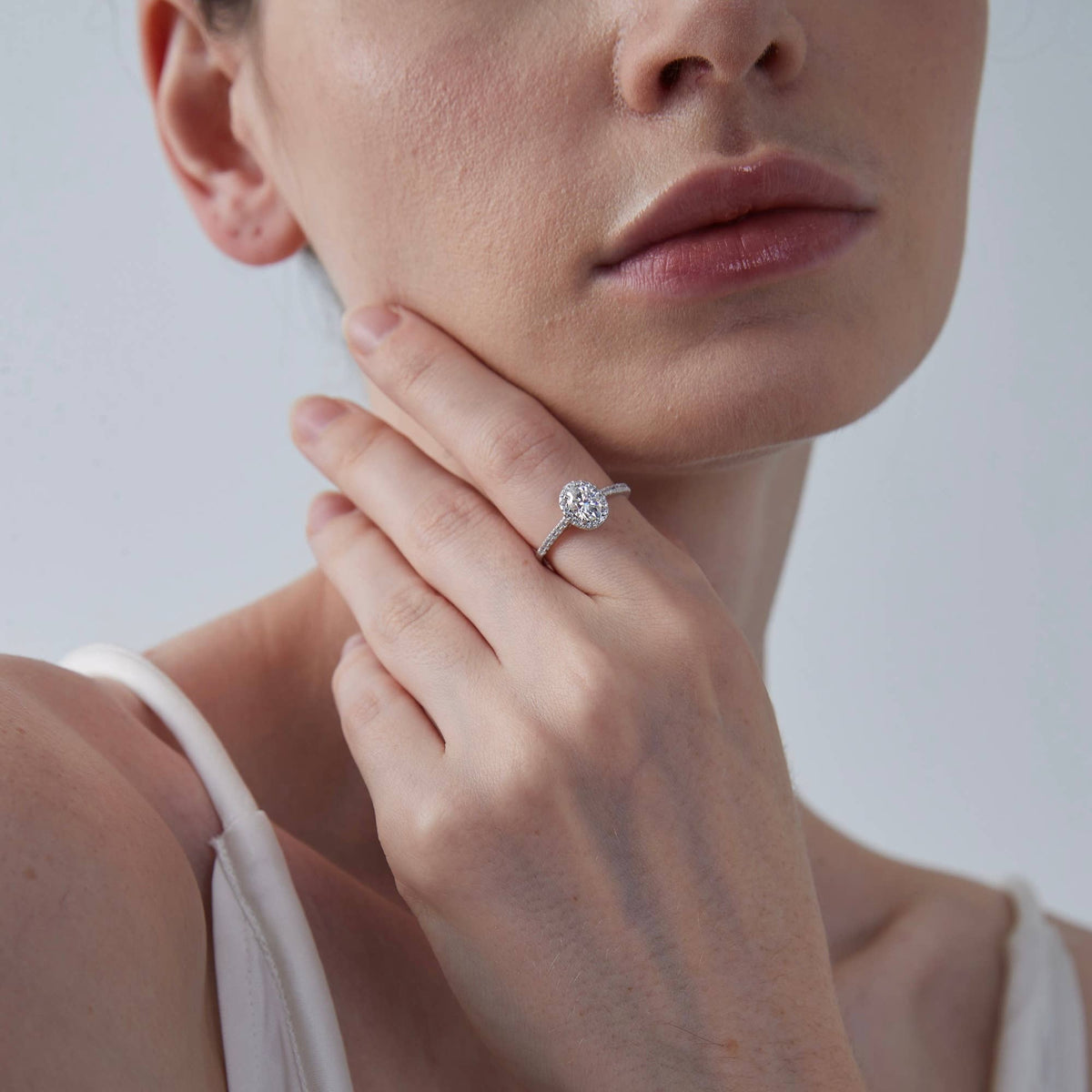 Oval Moissanite Halo Ring