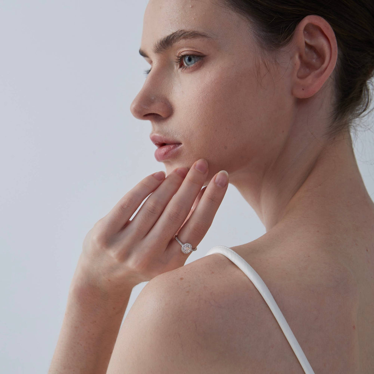 Oval Moissanite Halo Ring