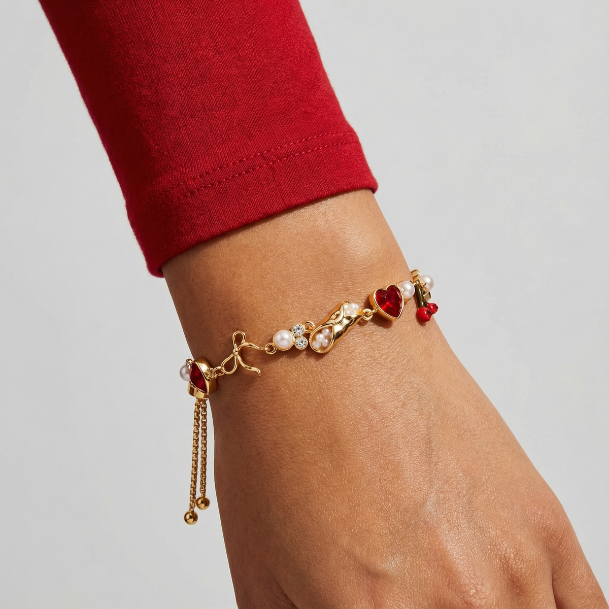 'There Cannoli Be You' Bow &amp; Heart Adjustable Bolo Bracelet