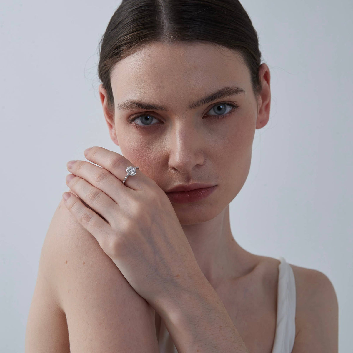 Oval Moissanite Halo Ring