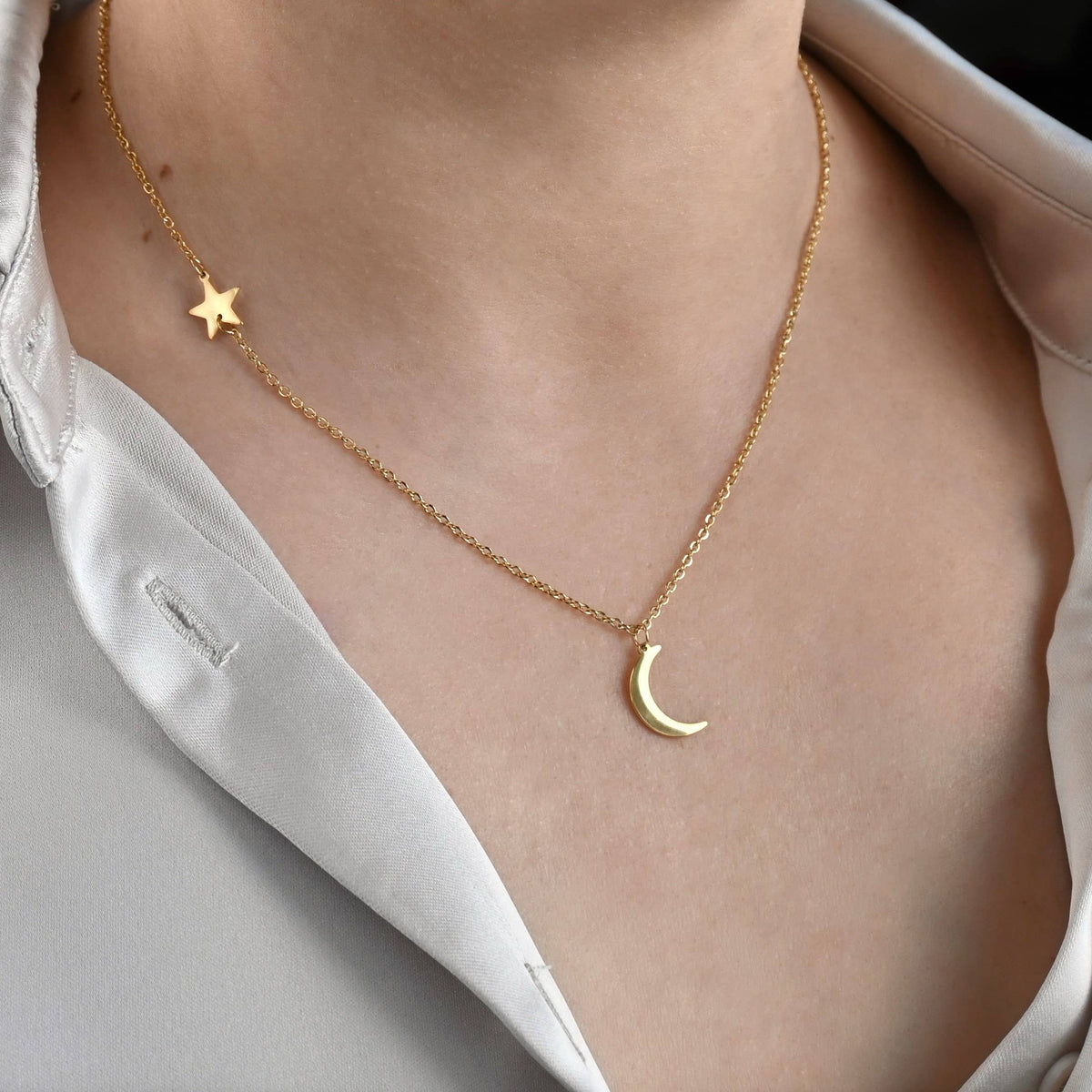 Moon and Star Necklace