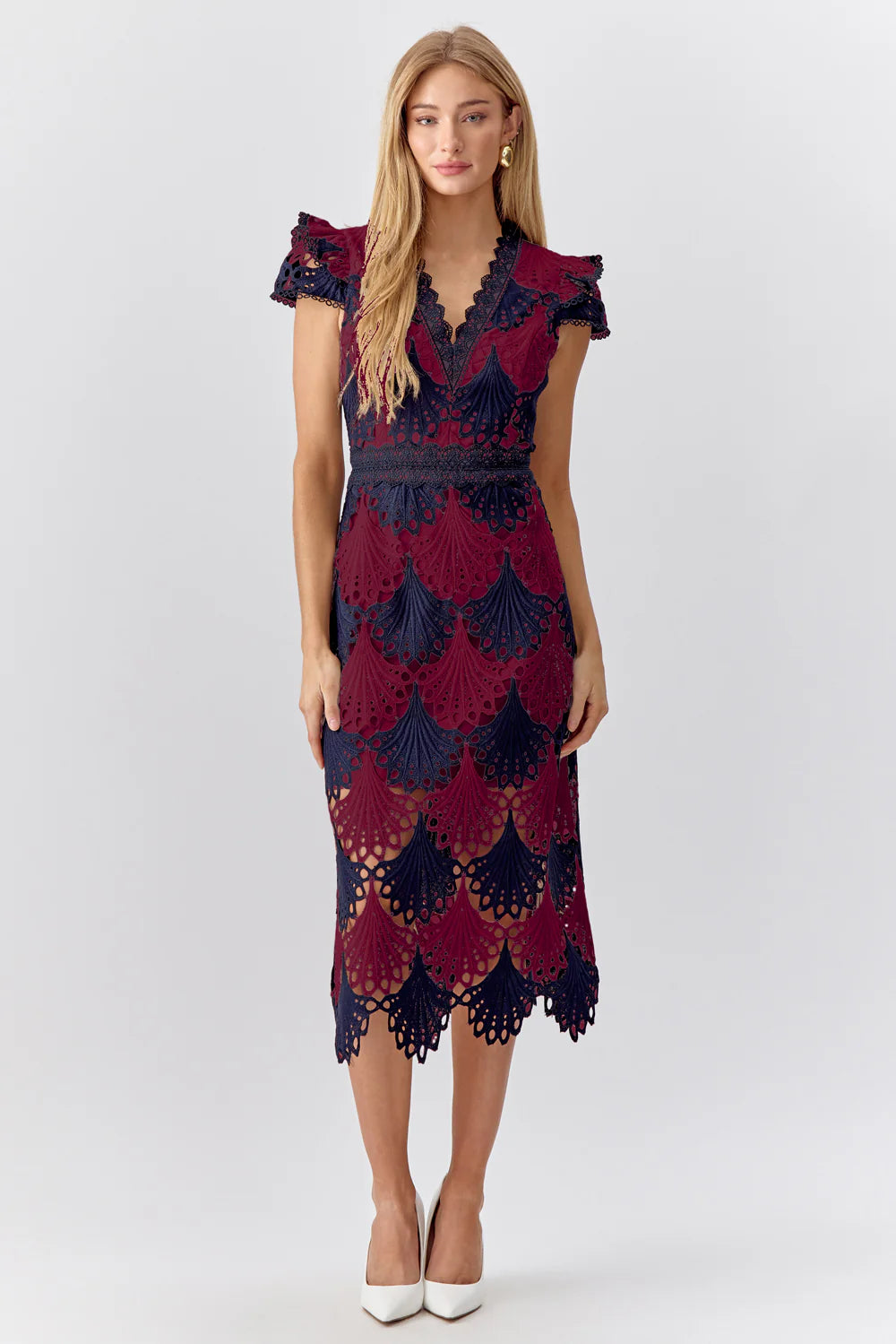 lucy paris crochet dress NWT Lucy Paris Mia Crochet Midi Dress Light Blue Lined Size S $125