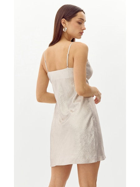 Atrina Metallic Cowl Neck Dress