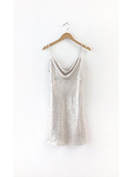 Atrina Metallic Cowl Neck Dress