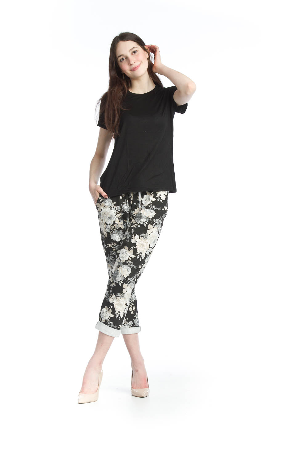Black Floral Pant