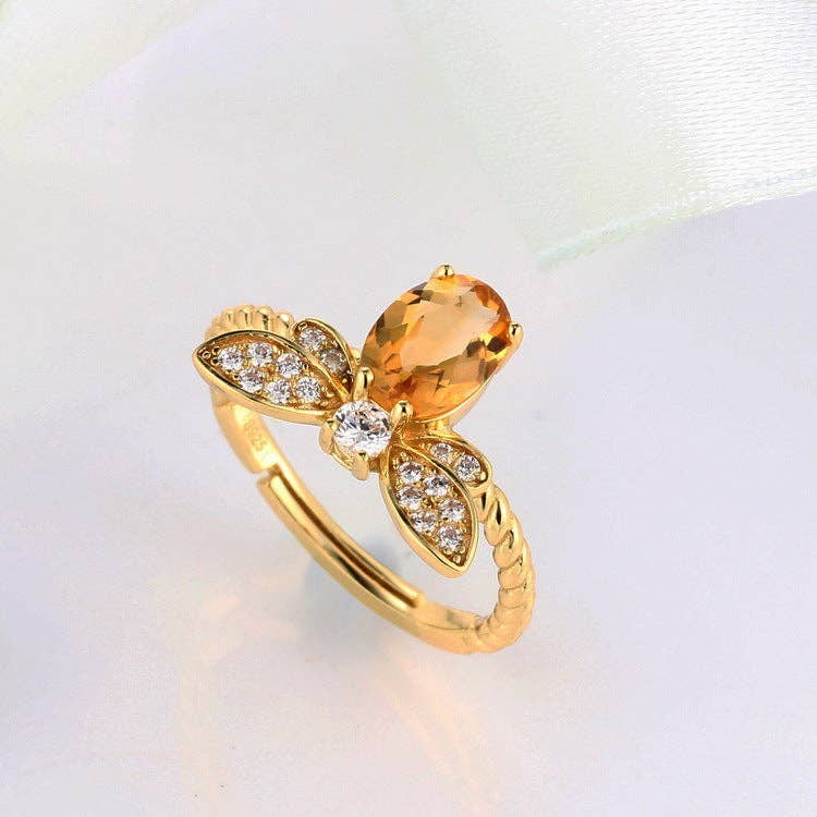 Citrine Bee Stacking Ring