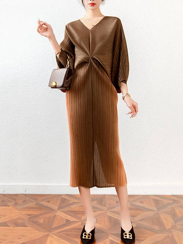 Batwing Pleated Dress