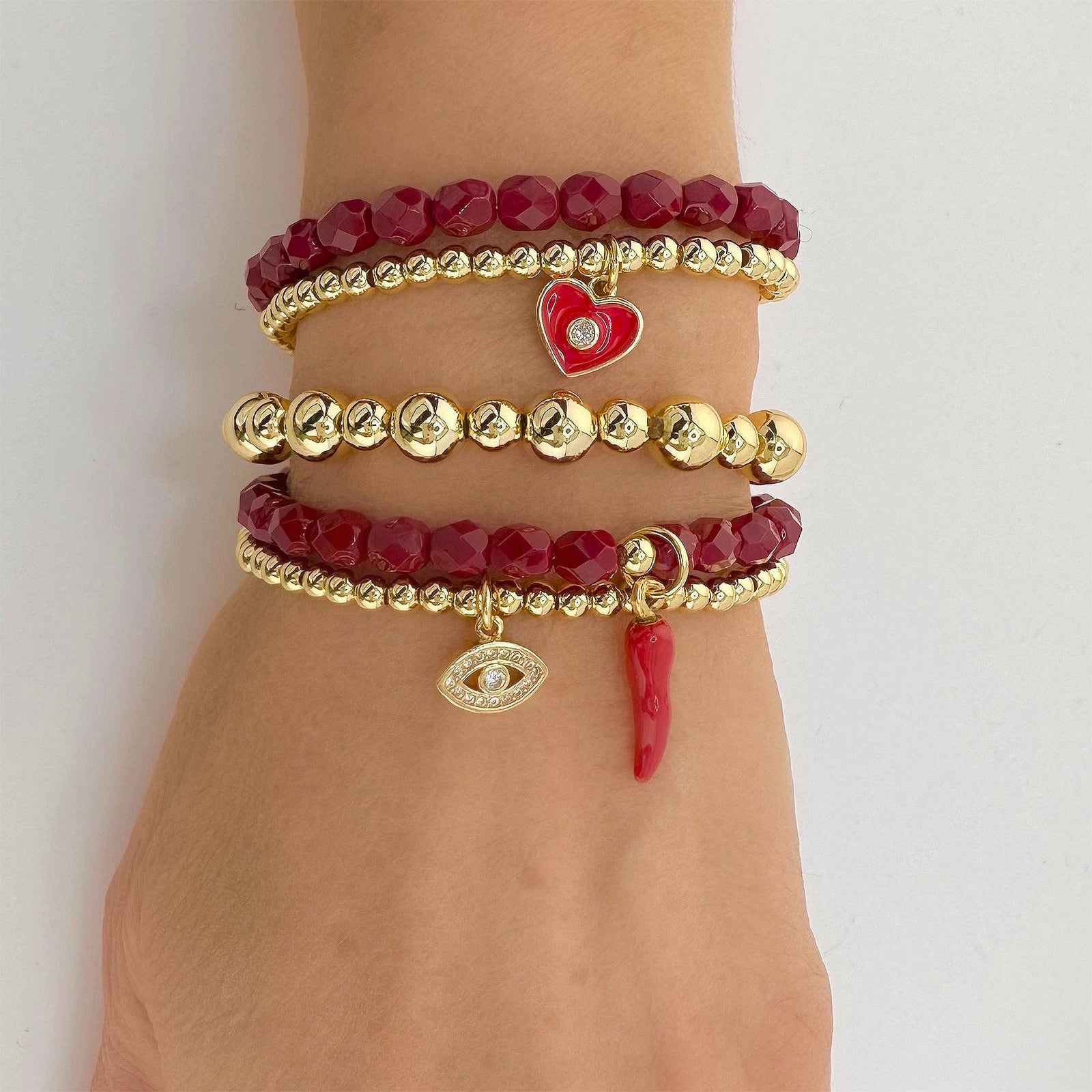 Tina Italian Horn Crystal Beaded Bracelet