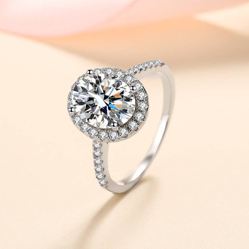 Oval Moissanite Halo Ring
