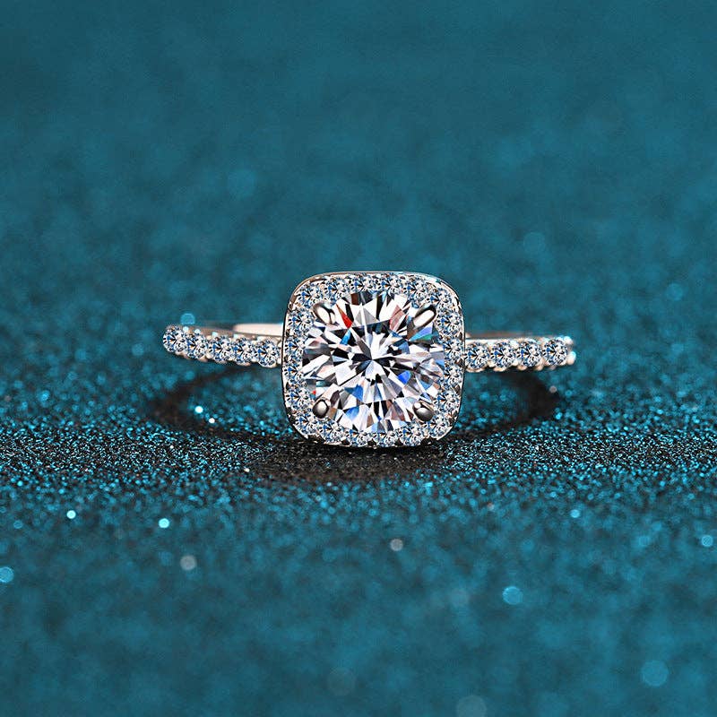 Moissanite Cushion Cut Halo