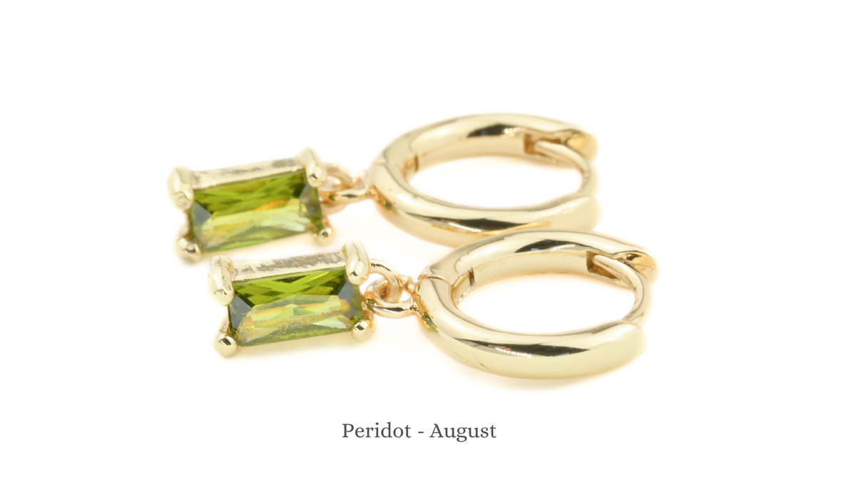 Baguette Birthstone Hoops