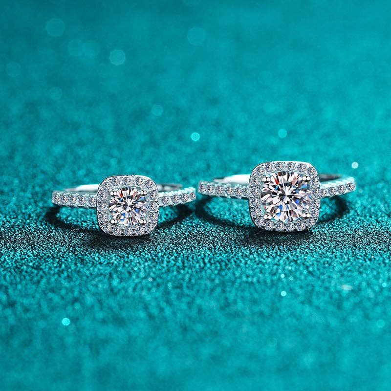 Moissanite Cushion Cut Halo