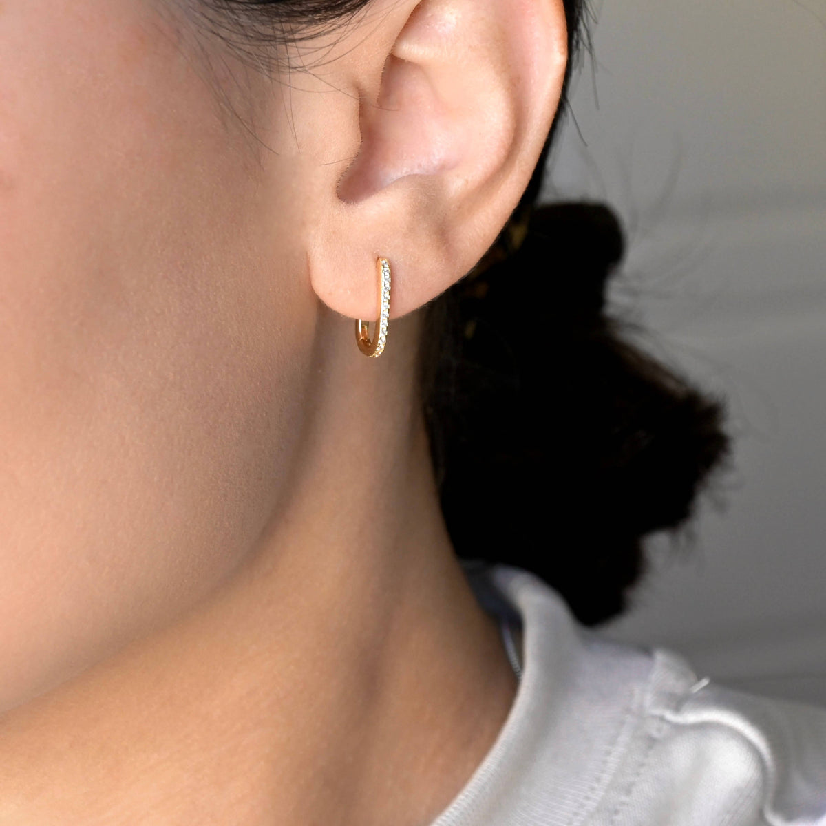Pave U Hoop Earrings