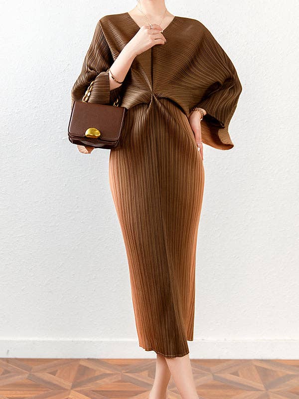 Batwing Pleated Dress