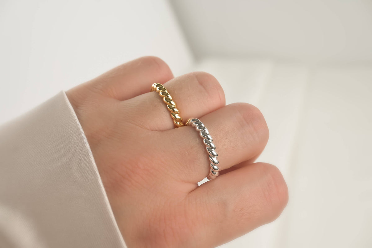 925 Silver Open Rings - Diamond Ring - Croissant Ring