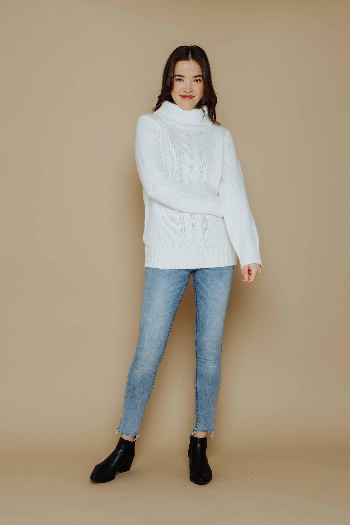 Laura Cabled Cowl Neck Tunic