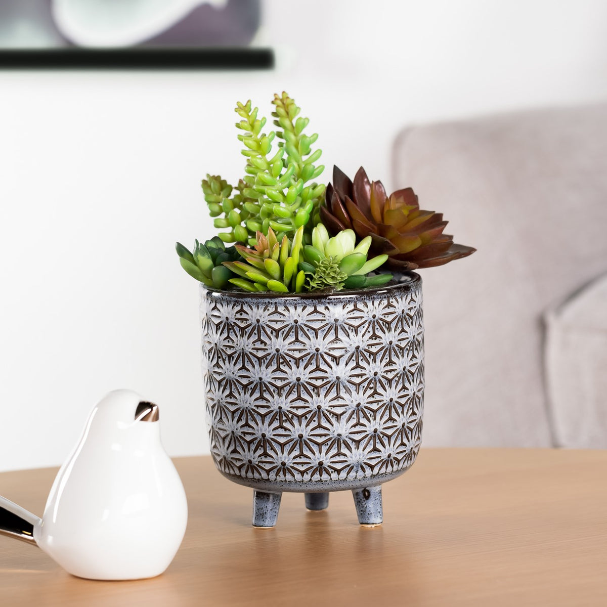 Star Black Glazed Cermaic 5.25x6” footed drop pot planter