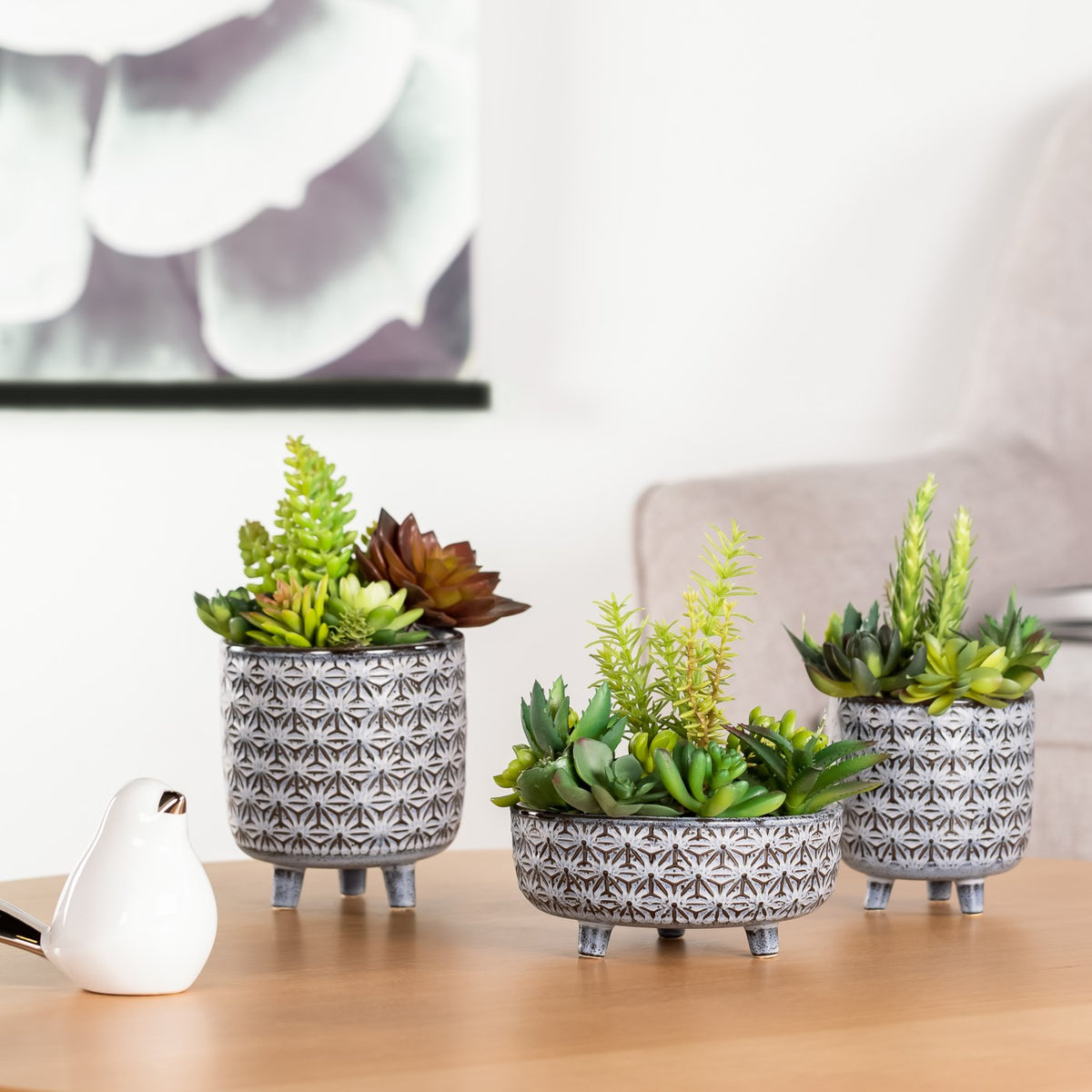 Star Black Glazed Cermaic 5.25x6” footed drop pot planter