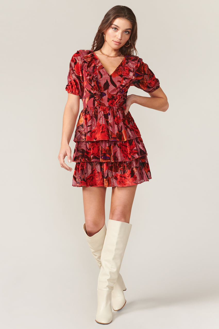 Khalia Burnout Velvet Dress