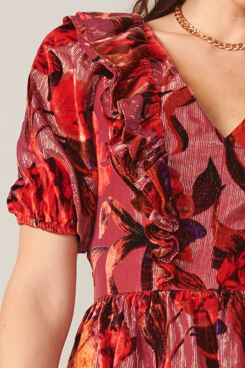 Khalia Burnout Velvet Dress