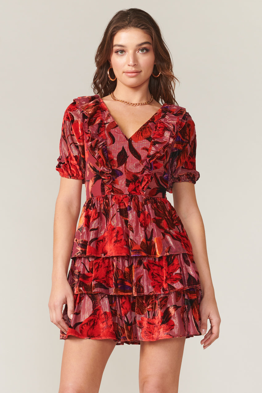 Khalia Burnout Velvet Dress