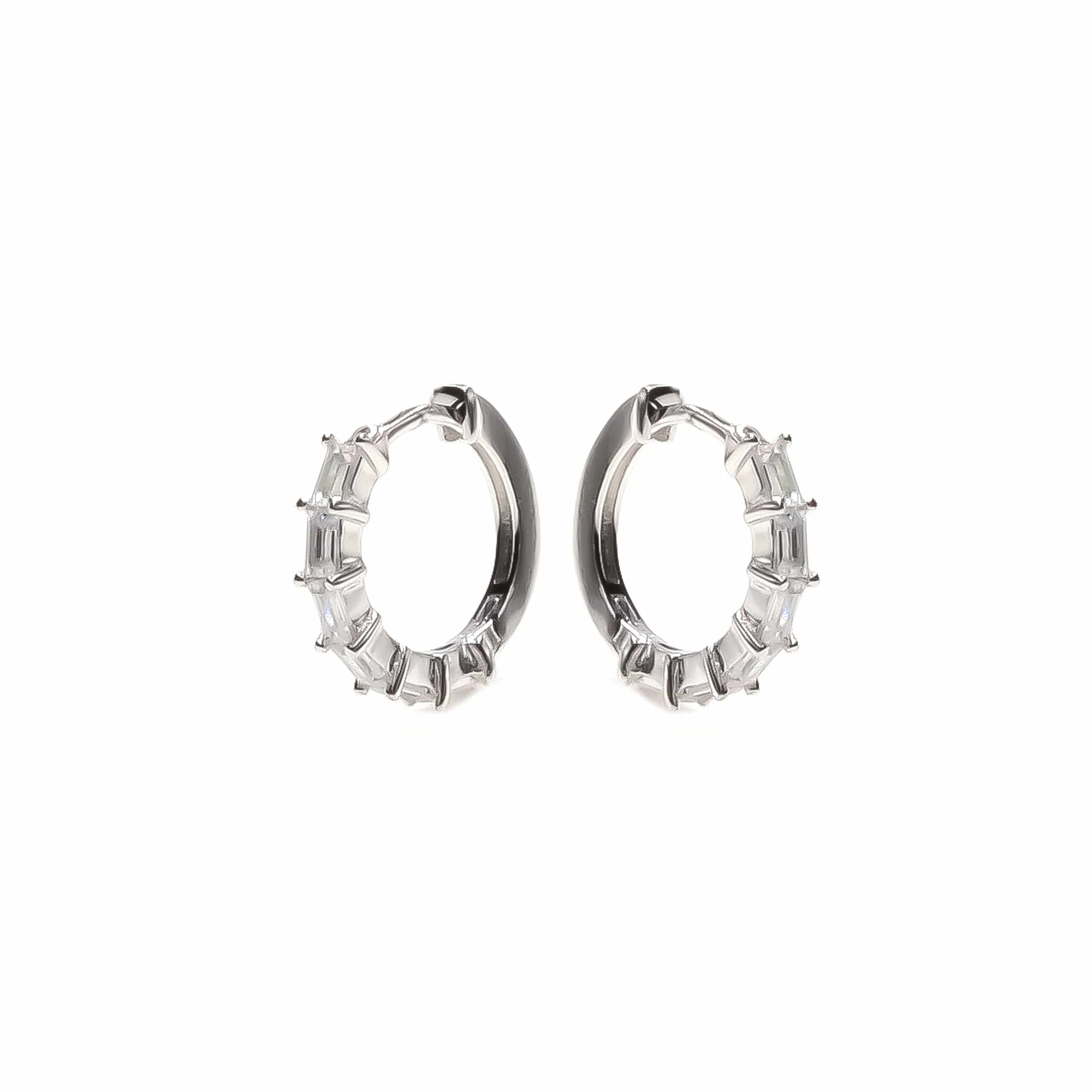 "Romantic" CZ Hoop Earrings in Silver