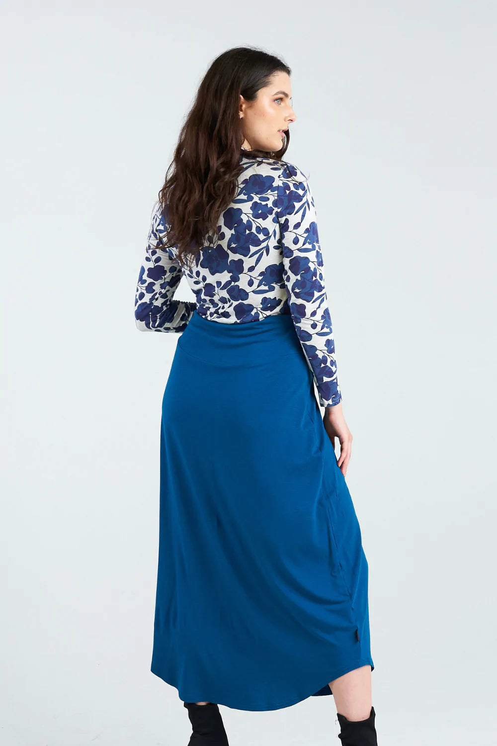 Navy blue floral clearance maxi skirt